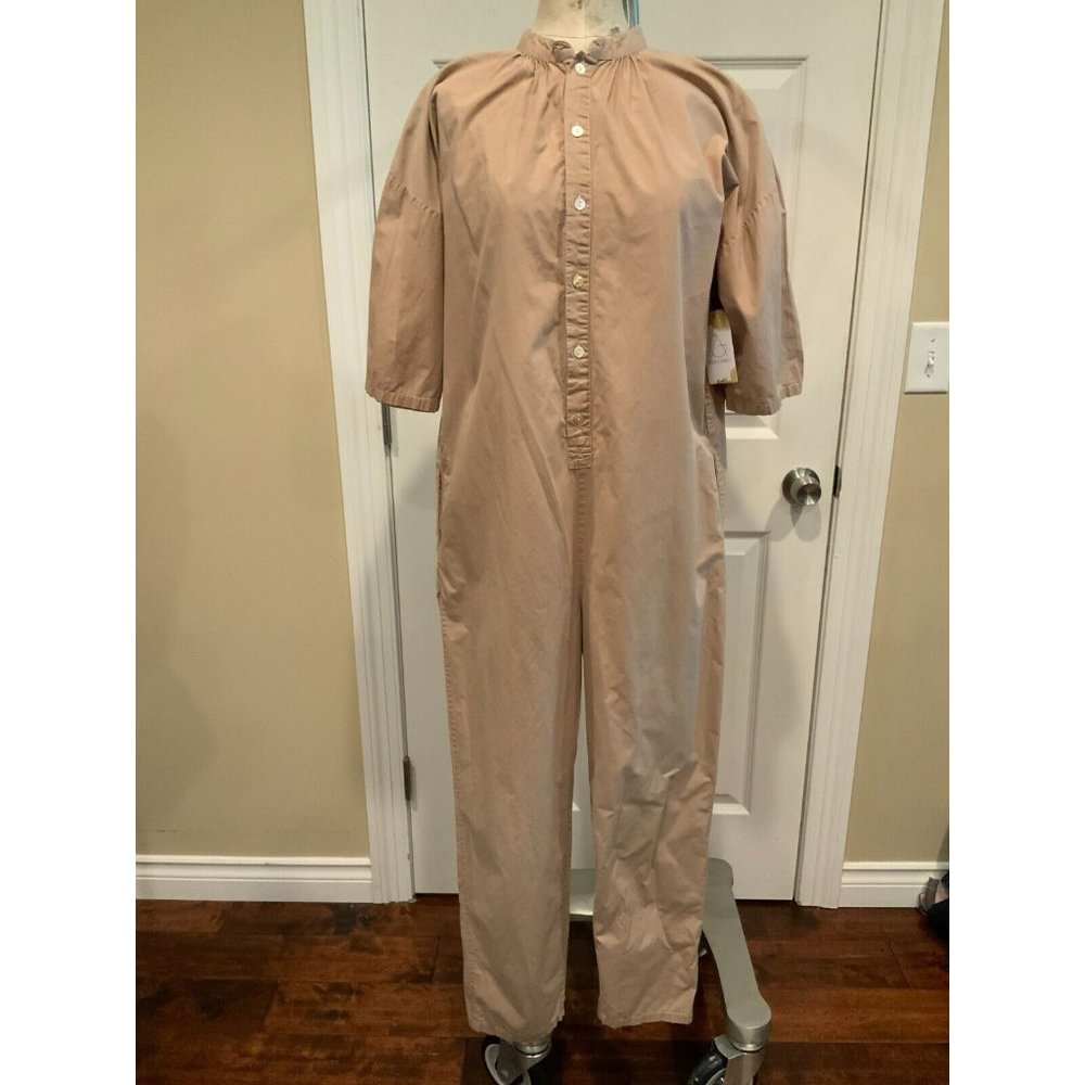 Polder Tan Philip Lightweight Short Sleeve Jumpsuit, Size 38 (FR) 6 (US)